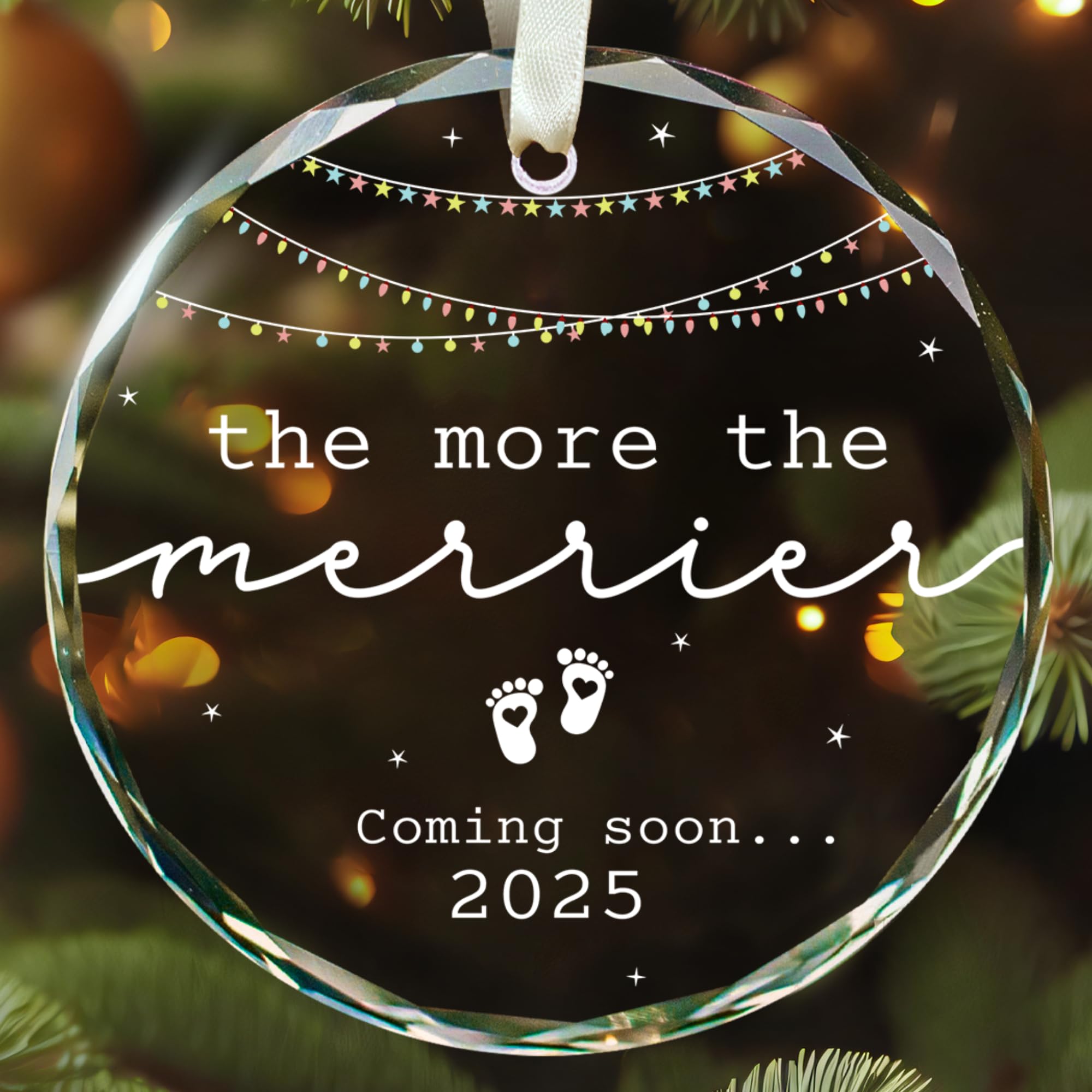 Expecting Baby Ornament 2025 - Pregnancy Announcement Gifts for Husband, Grandparents, Family, Aunt - Gifts for Expecting Parents - Glass Ornament