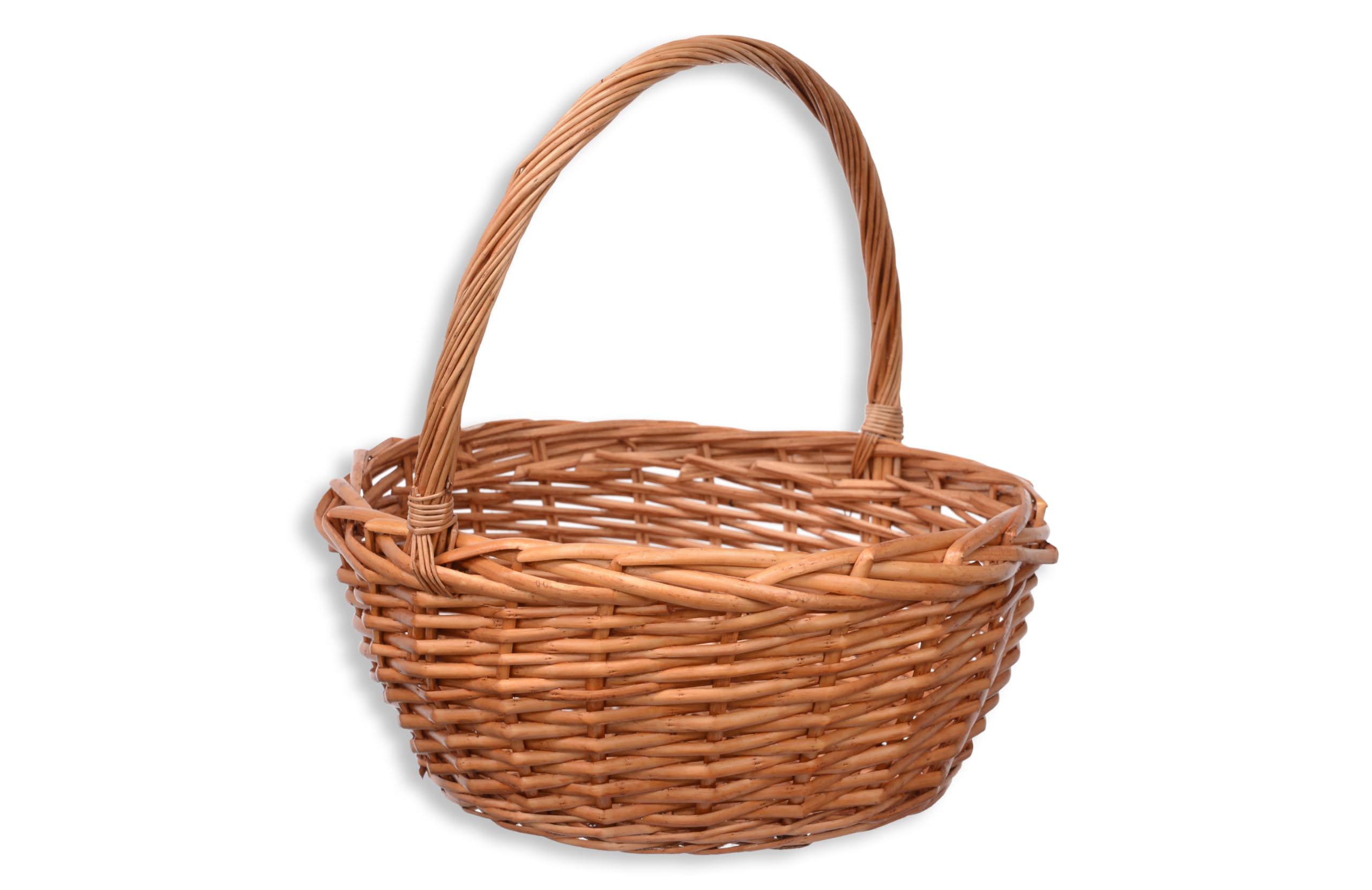 HERSIG - Cesta Mimbre Redonda Miel | Cesta Decorativa sin Forro - 38dx18/41cm