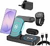 Wireless Charging Station For Samsung, 4 in 1 wireless Charger Stand for Samsung Galaxy S26 Ultra S25 S24 Ultra S23 S22 Note 20 Z Fold 7/6 Wireless Charger Station For Galaxy Watch 8 7 6 Buds (Black)