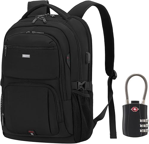 Miniatura 25 de DUSLANG Mochila para portátil de 17 pulgadas para viajes, resistente al agua, mochila universitaria para hombres, bolsa para computadora portátil