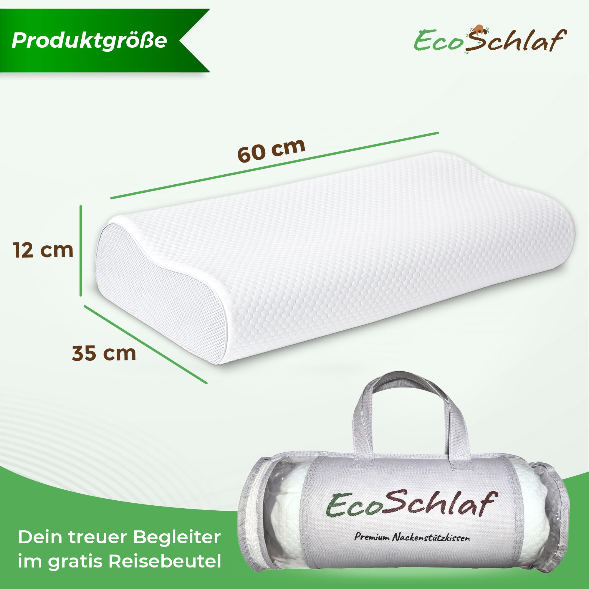 Orthopädisches Kissen Premium Nackenstützkissen – Zertifiziert – Seitenschläferkissen Nackenkissen aus Soft Memory Foam – Ergonomisches Kopfkissen Nackenschmerzen Antischnarchkissen (Weiß)