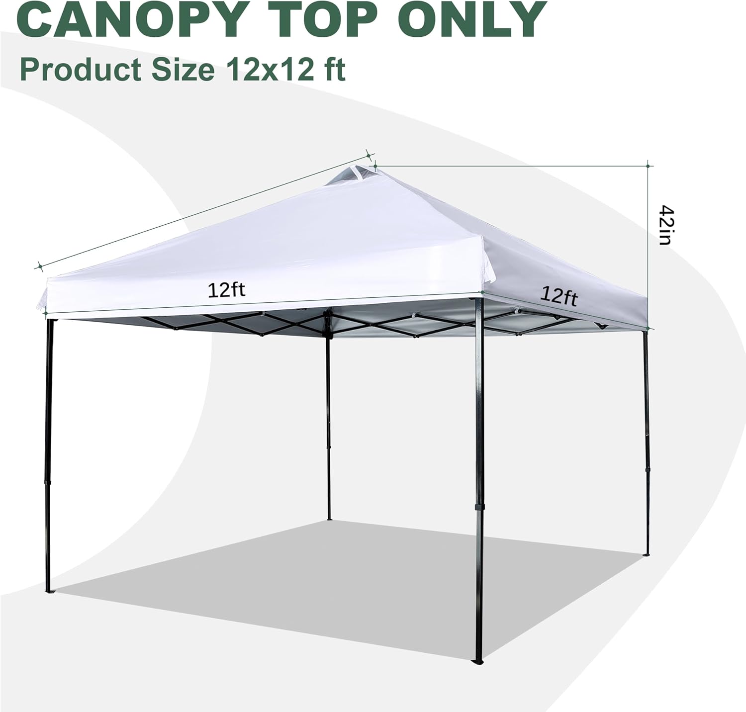 SCOCANOPY Replacement Top with Air Vent for 12x12 Canopy Frame, Canopy Cover ONLY, (Inner Layer is Sunproof Silver Coating so It's grayer Than Pure White)