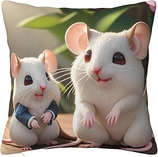 Mother and Child Rats Cushion Pillow Cover, Sofa Cushion Cover, Square Cushion Pillow Cover, 16
