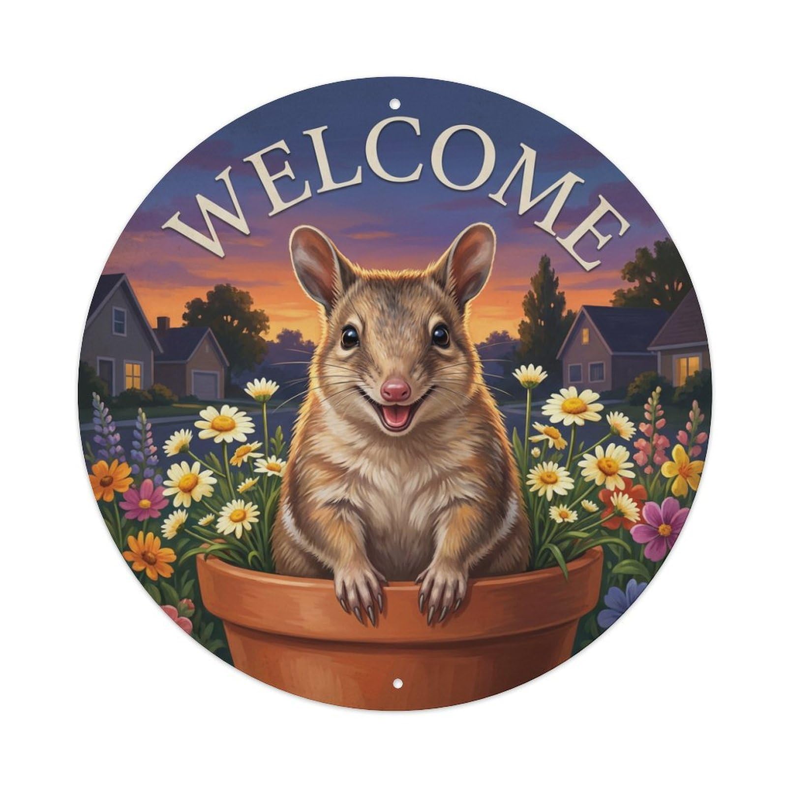 Welcome Bandicoot Garden Dusk Metal Tin Sign