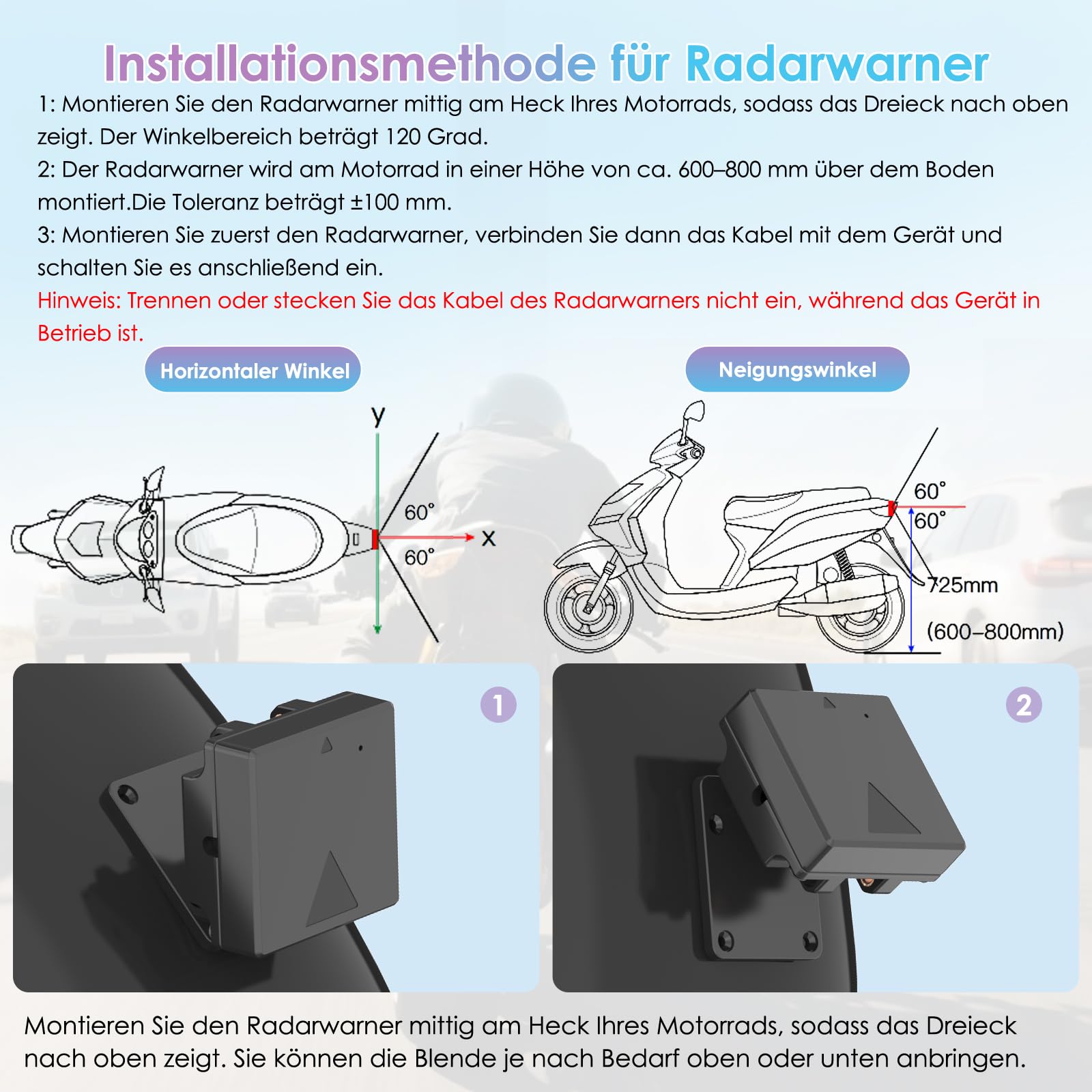 CARPURIDE W702RS Pro Motorrad Carplay Bildschirm mit Radar BSD und BM05 Halterung, Wireless CarPlay & Android Auto, 7 Zoll wasserdichter Touchscreen, Gegensprechfunktion, Dual Bluetooth
