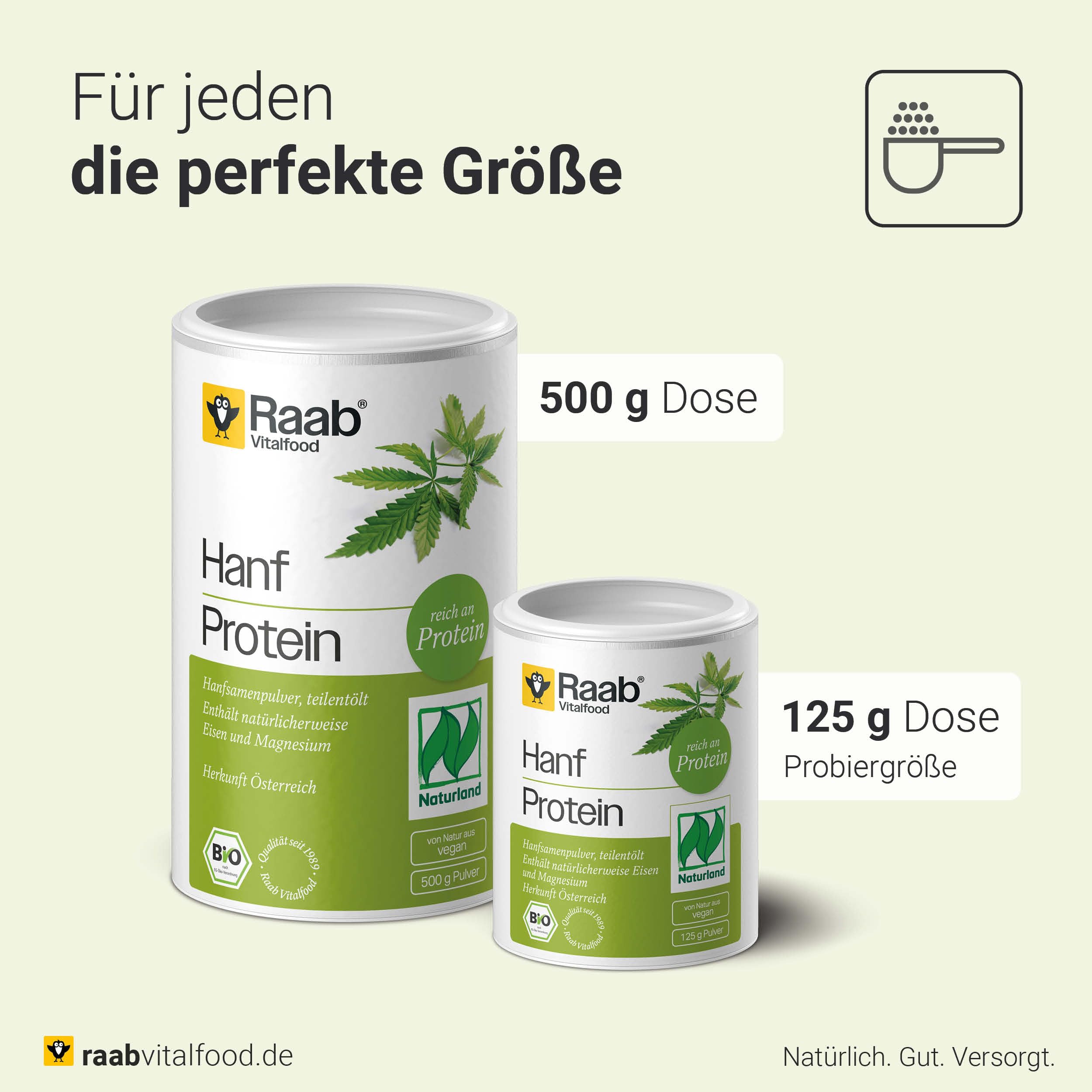 Raab Vitalfood Bio Hanf-Protein 500 g, rein pflanzlich, Protein-Pulver mit 49 % Protein, Hanf-Mehl, Eiweiß-Shake, vegan, glutenfrei