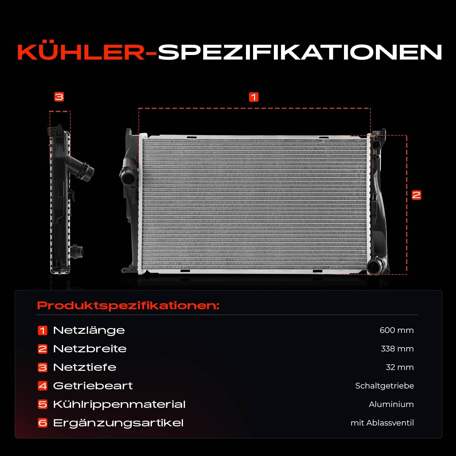 Frankberg Radiatore scambiatore di calore dell'acqua scambiatore di | 17117558480; Compatibile con: Serie 1 Cabrio E88, Serie 1 E81, Serie 1 Coupé E82, Serie 3 Coupé E92, Serie 3 Touring E91