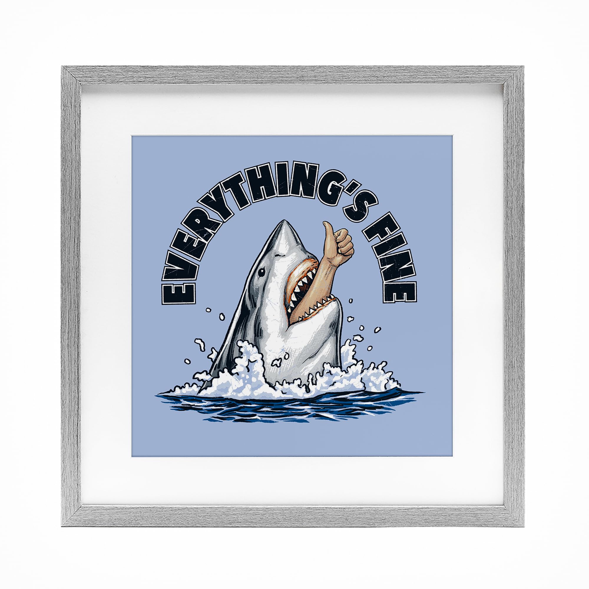 Cadre Everything's Fine Shark Bite Stupell Industries pour une déco salon moderne