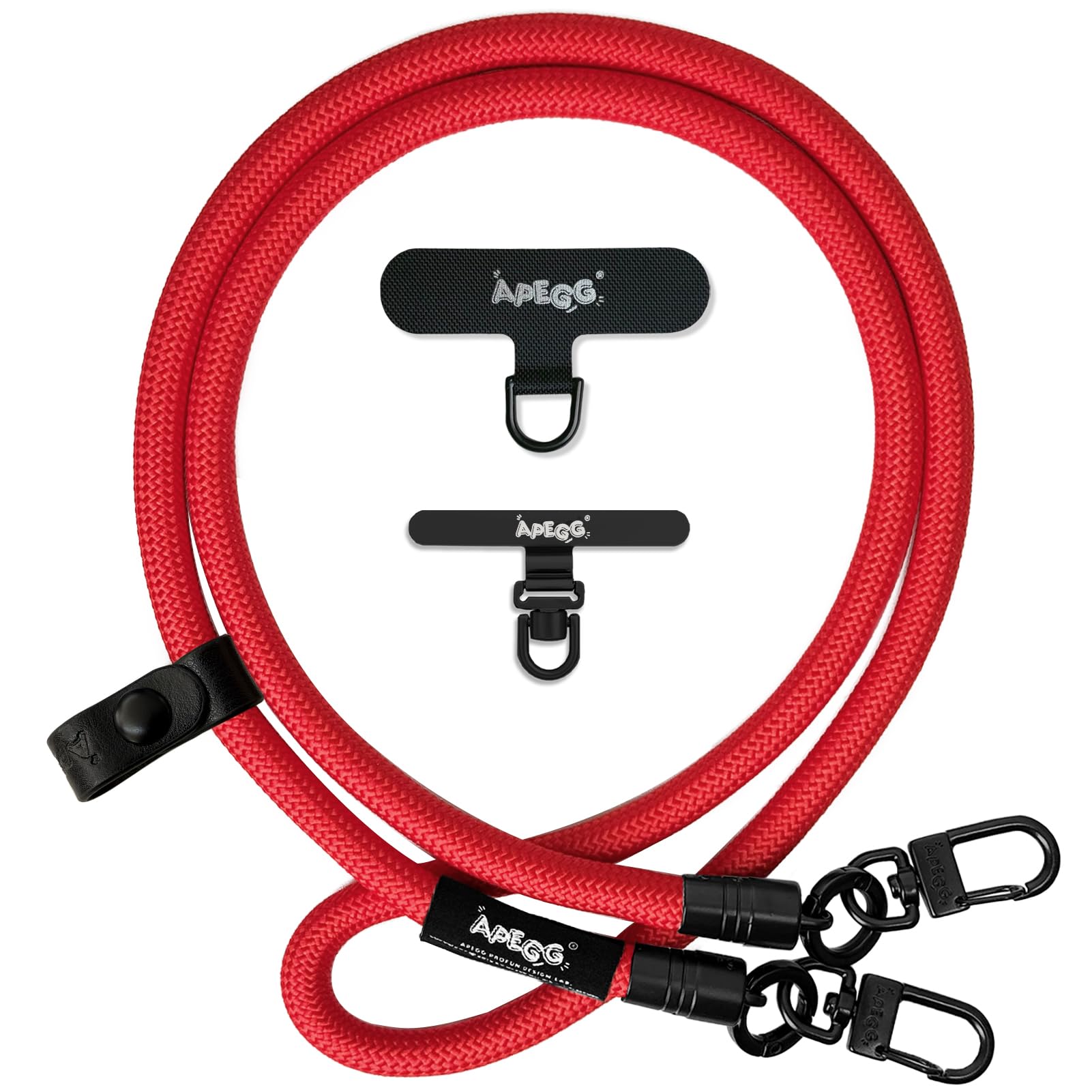 [APEGG] 携帯ストラップ スマホショルダーストラップ 首掛け・肩掛けストラップ 長さ120cm 太さ10mm 頑丈な金属パーツ 落下防止 ストラップホルダー2枚付き 全機種対応 Poppy Red