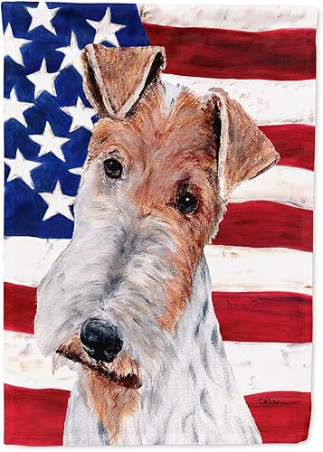 Miniatura 103 de Caroline's Treasures SS4017GF Bandera de Estados Unidos con Bulldog Inglés para jardín, bandera decorativa para patio exterior, patio, parterres,