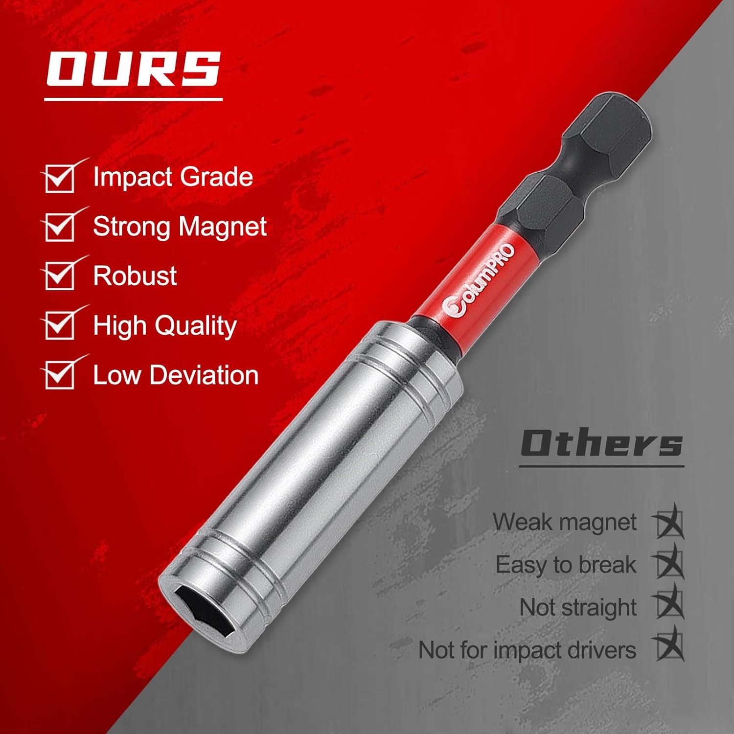 3PCS 1/4" Strong Magnetic Impact Bit Holder, Black Series, Upgraded Magnetic Drill Bit Extension for Impact Driver, Cordless Drill, 1/4" Hex Shank Premium S2 Steel