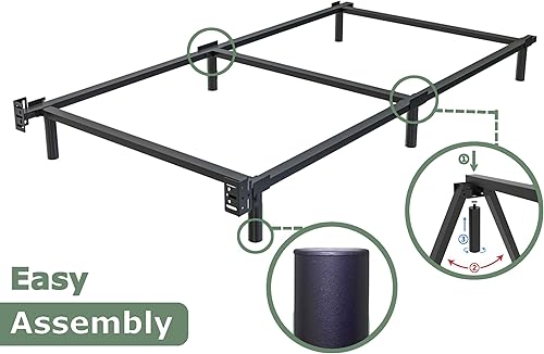 Miniatura 3 de Base de cama de tamaño individual, marco de cama Metal Basics de 9 pulgadas, base de alto perfil para somier, soporte de 6 patas, sin ruido, fácil