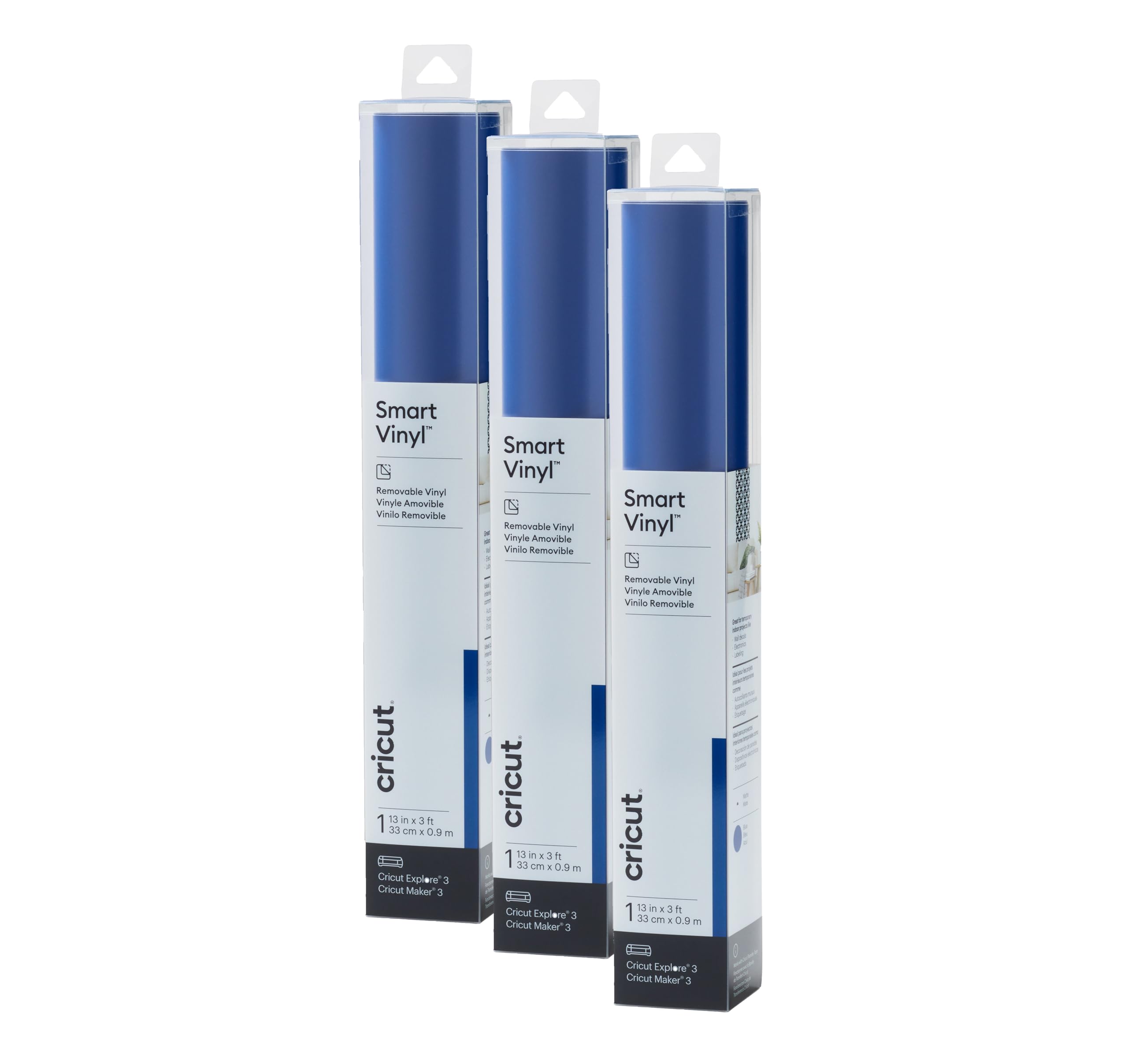 Cricut Smart Removable Vinyl, Blue | 3-Pack of 3ft Rolls (13" x 36") - Matless Cutting for Long cuts up to 12ft - Compatible with Maker & Explore Machines
