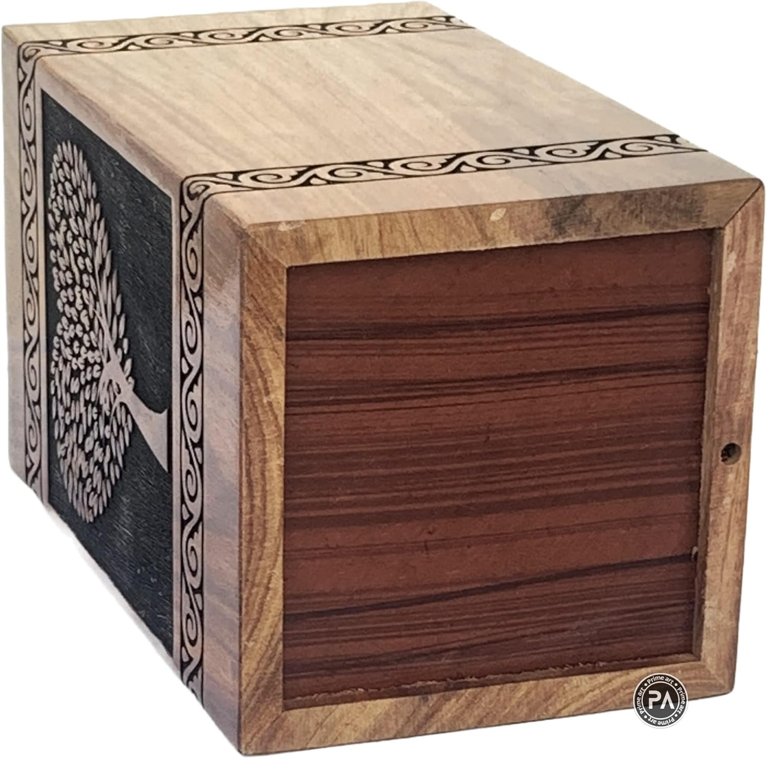 Wooden Urns for Human Ashes Adult Male Tree of Life urn Wooden Cremation urns for Adult Ashes Heart Tree urn Box ((Large - 11.25" Hx6.25 W (250 Cu/in), Rosewood Black)