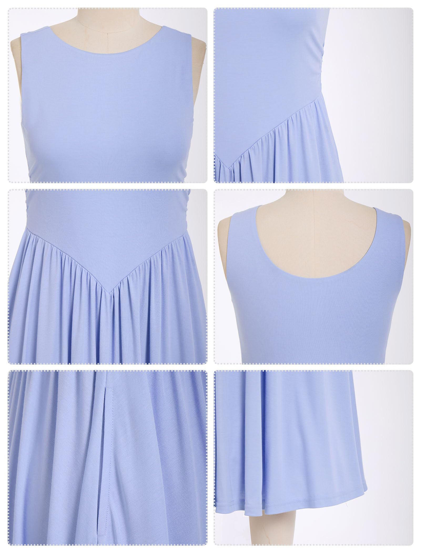 Odizli Sommerkleid Damen Elegant Sommer Ärmellos A Linien Midi Kleid mit Taschen