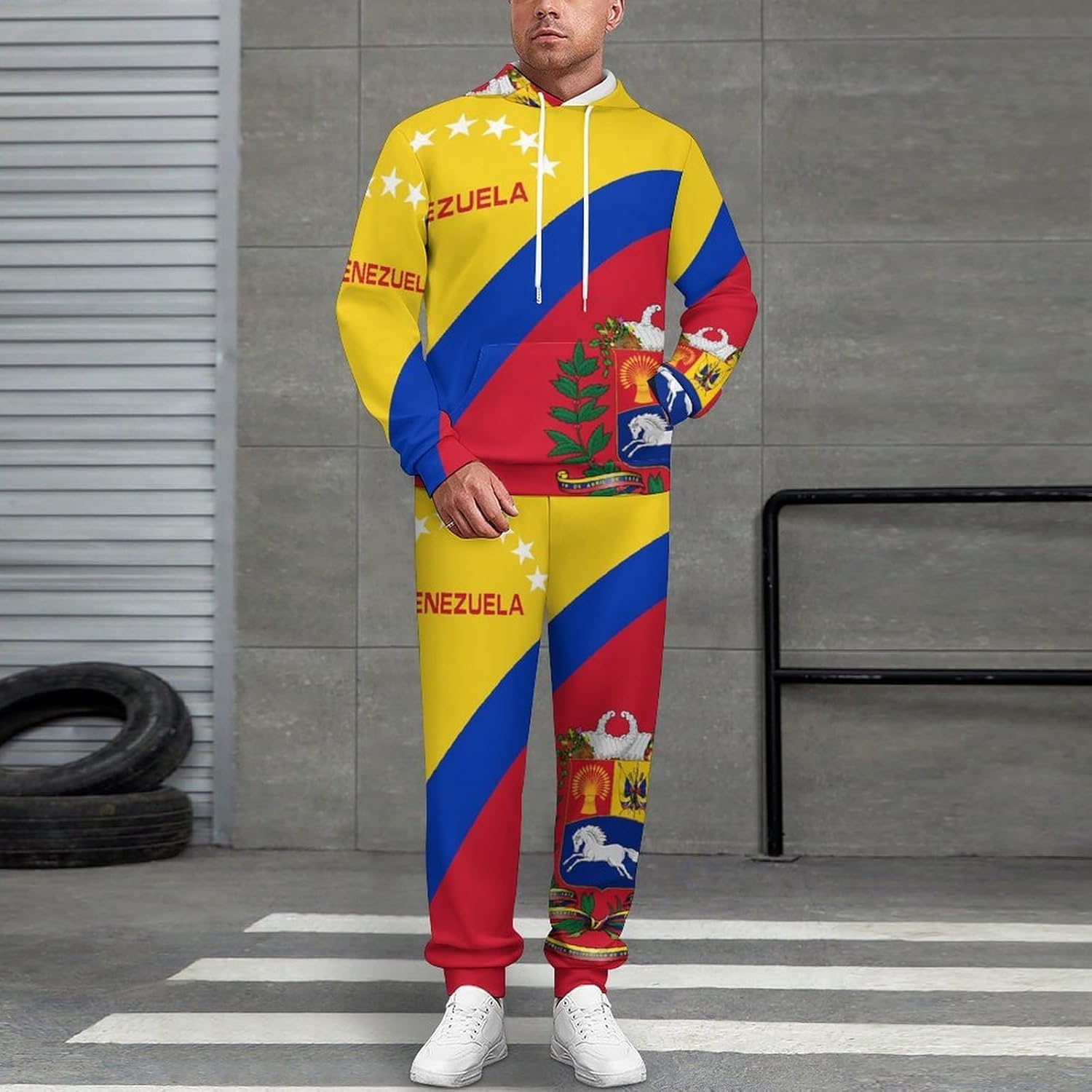 Venezuela Flag Women's Outfits 2 Piece Sweatsuit Sets for Men Lounge Hoodie Pant