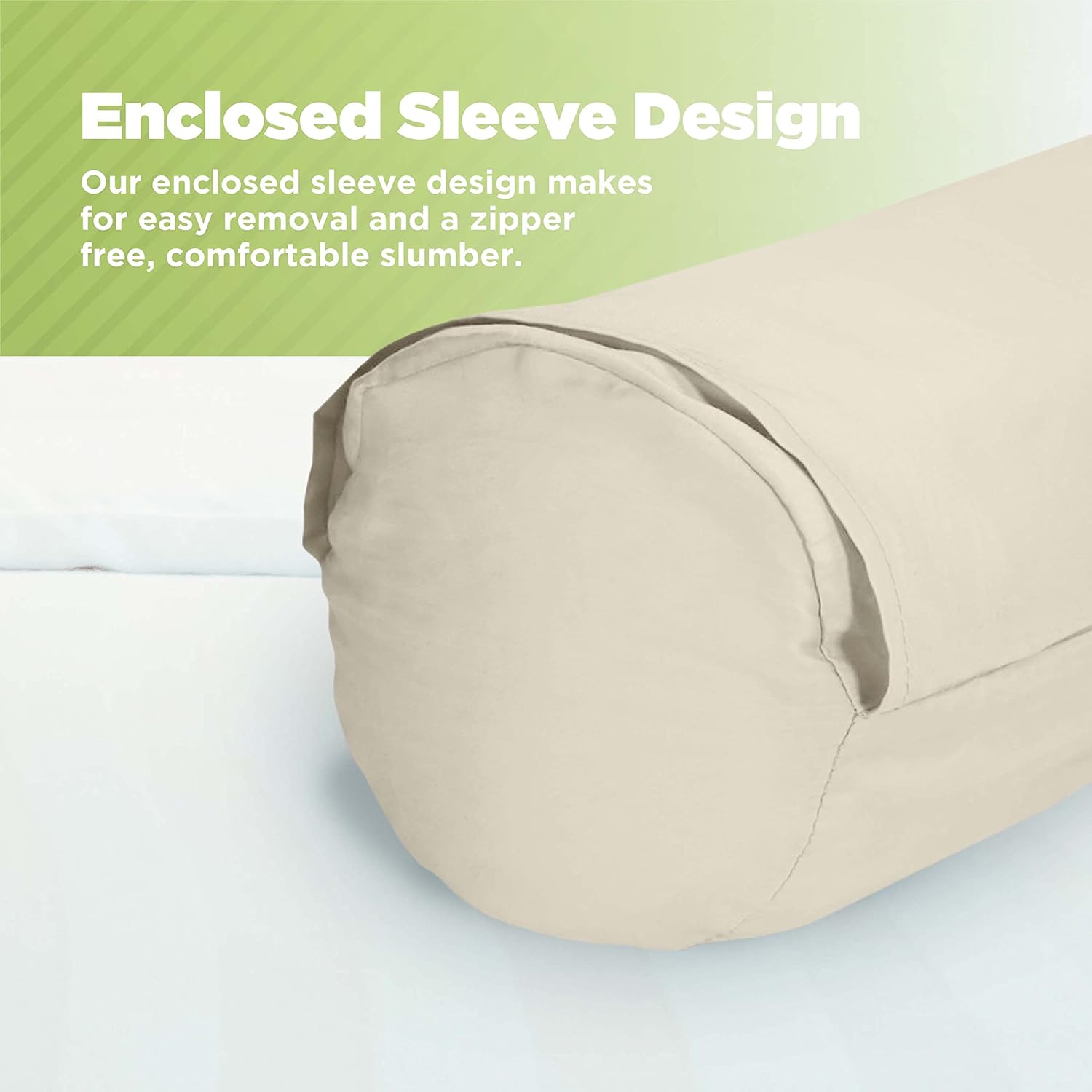 🔥 Cashback up to 70% Bean Products Neck Roll Pillowcases | Organic Cotton, Sateen Weave | 500 Thread Count | O Natural (6 x 16)