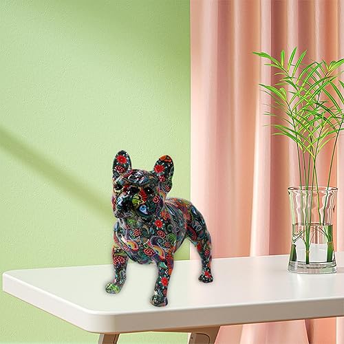 Miniatura 5 de Estatua de bulldog francés, estatua de bulldog francés, escultura de grafiti, estatua de animal para decoración del gabinete del hogar, centros de