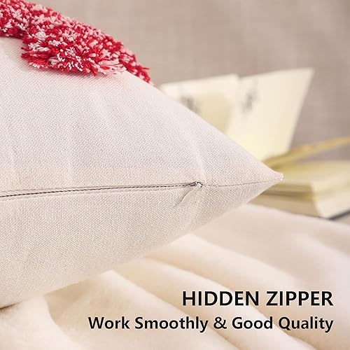 Miniatura 3 de Tosleo Juego de 2 fundas de almohada rojas de 18 x 18 pulgadas, decoración de fiesta de Navidad, fundas de cojín suaves para sofá, cama, sala de