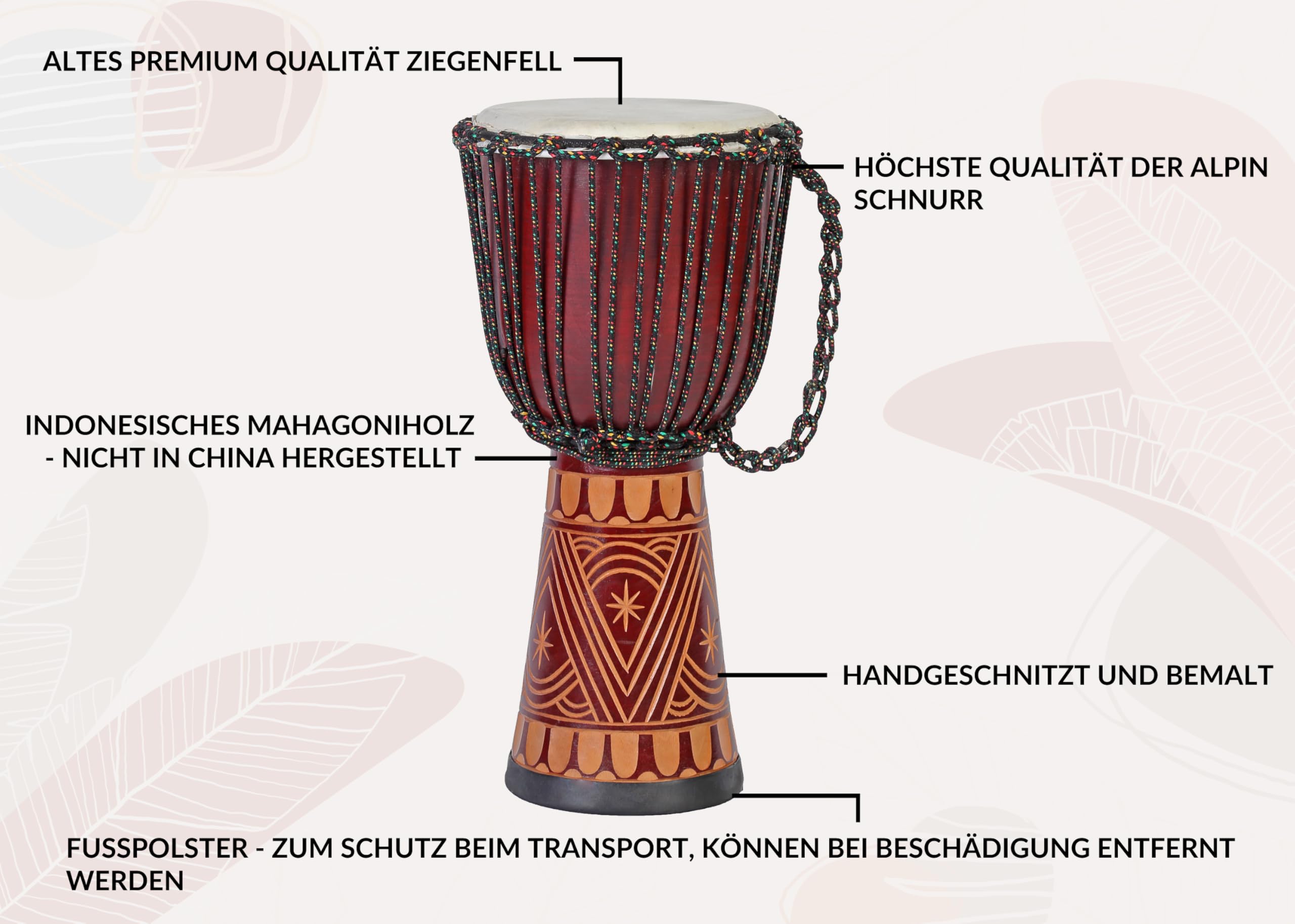 60cm Profi Djembe Trommel Bongo Drum Darbuka Art Super Klang Afrika Style