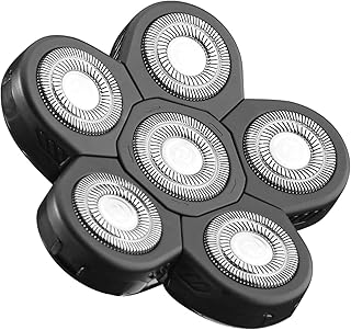 Cabezales de afeitadora rotativos compatibles con LOEVERY – Repuesto de 6 cabezales flotantes – Cuchillas de doble anillo para Serie 5/6/7(Recarga para afeitadora de 6 cuchillas – 1 pieza – Negro)