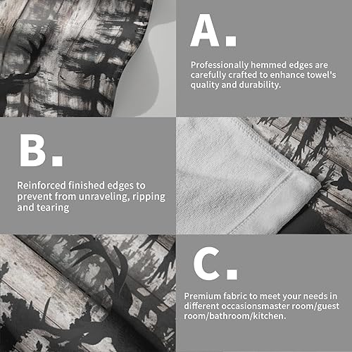 Miniatura 5 de Juego de 2 toallas de mano de ciervos del bosque, toallas de mano de animales salvajes, toallas suaves para la cara de los invitados, decoración de