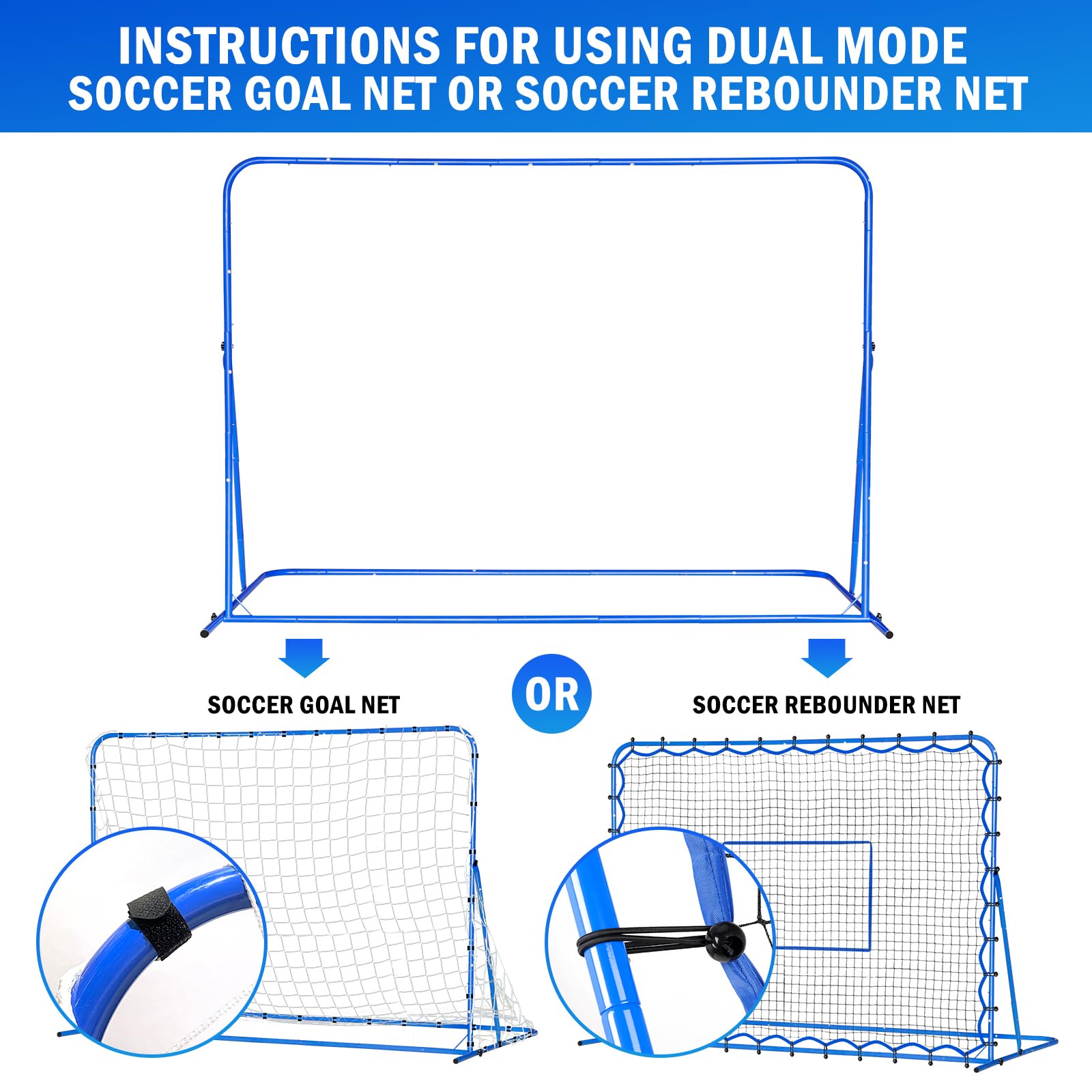 Red de portería de fútbol de modo dual y red de rebote de fútbol, durabilidad premium para entrenamiento de tiro intenso, entrenamiento de fútbol de ángulo de cambio rápido para control, práctica de