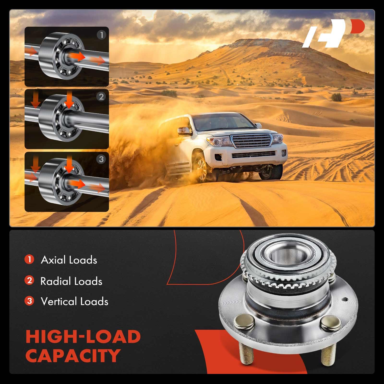 A-Premium Rear Wheel Bearing and Hub Assembly with ABS Ring & 4-Lug Compatible with Mitsubishi Lancer 2002 2003 2004 2005 2006 2007 & L4 2.0L Only