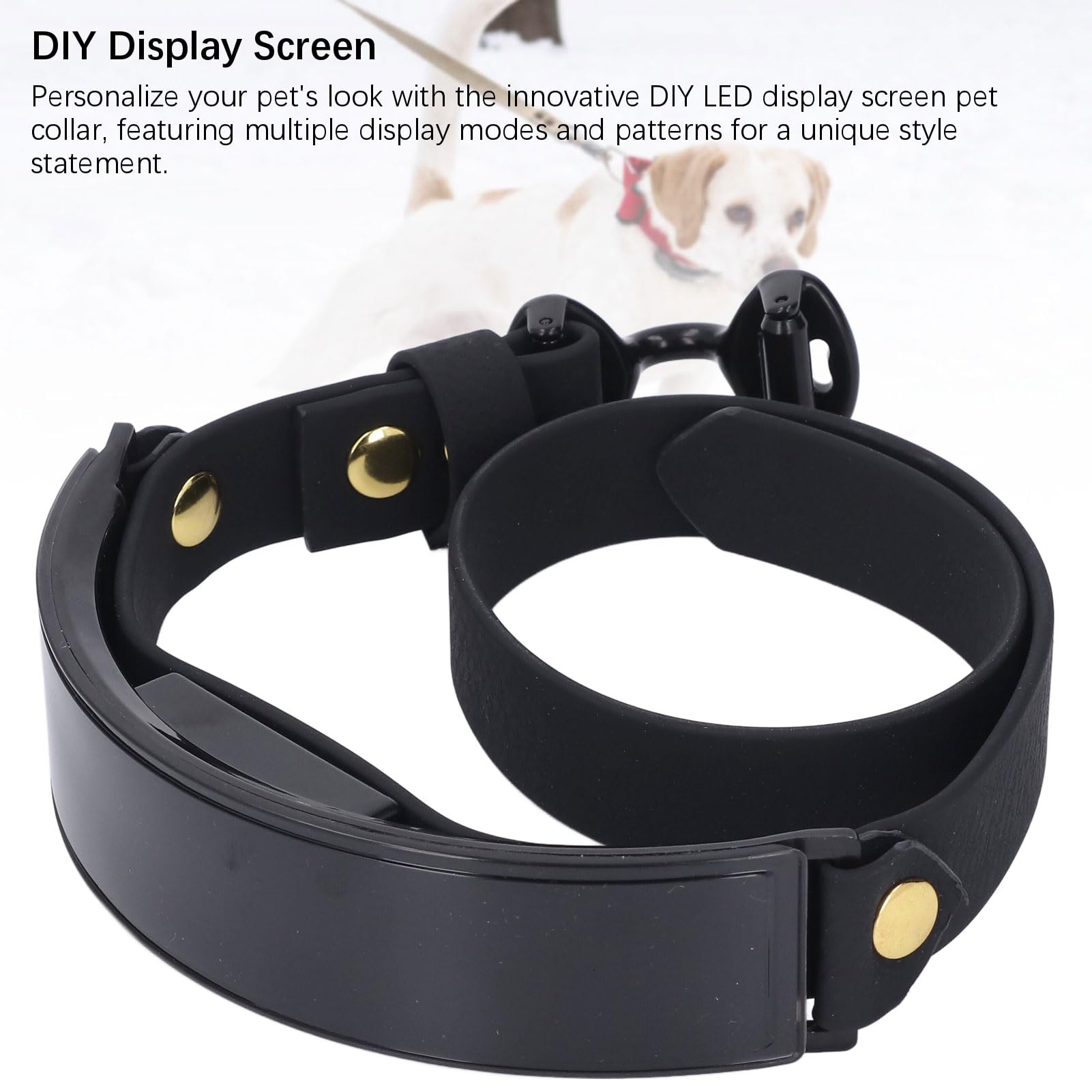 Collar de LED, Collar LED Programable DIY Recargable para Pasear Perros, Collar Nocturno Brillante para Mascotas con Pantalla de Bricolaje y Cinturones Ajustables (Luz roja)
