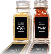 Lovable Labels Farmhouse Minimalist Black Spice Jar Labels - 184 Preprinted + 8 Blank Write-on Stickers Dishwasher Save & Waterproof Great for Spices and Seasonings Set to Organize Your Spice Rack