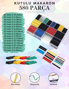UNICHROME Heat Shrink Tubing Cable Set 580 Pieces Cable Repair Kit