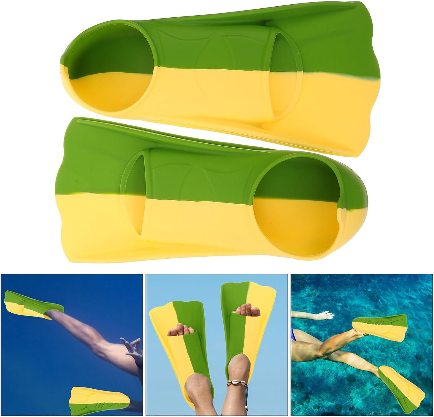 Swimming Training Fins Short Silicone Snorkeling Flippers for Adults Size 36-38, Lightweight Pool Swim Equipment for Diving and Swim Practice