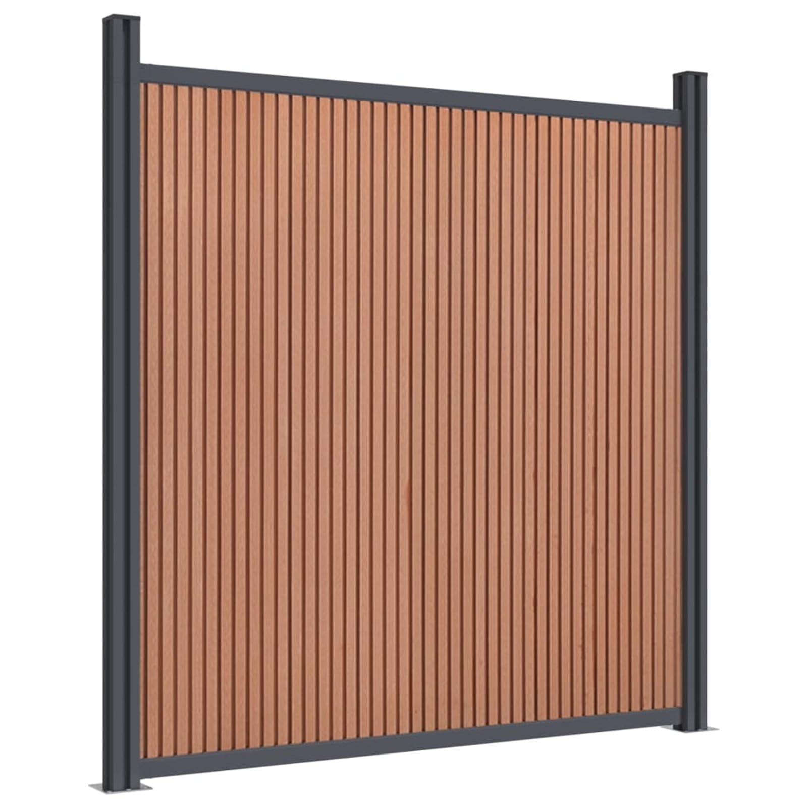 Panel de valla con 2 postes marrón 180 x 186 cm WPC, juego de paneles de valla de jardín, material WPC robusto y duradero, sistema modular con opciones de montaje flexibles, componentes de
