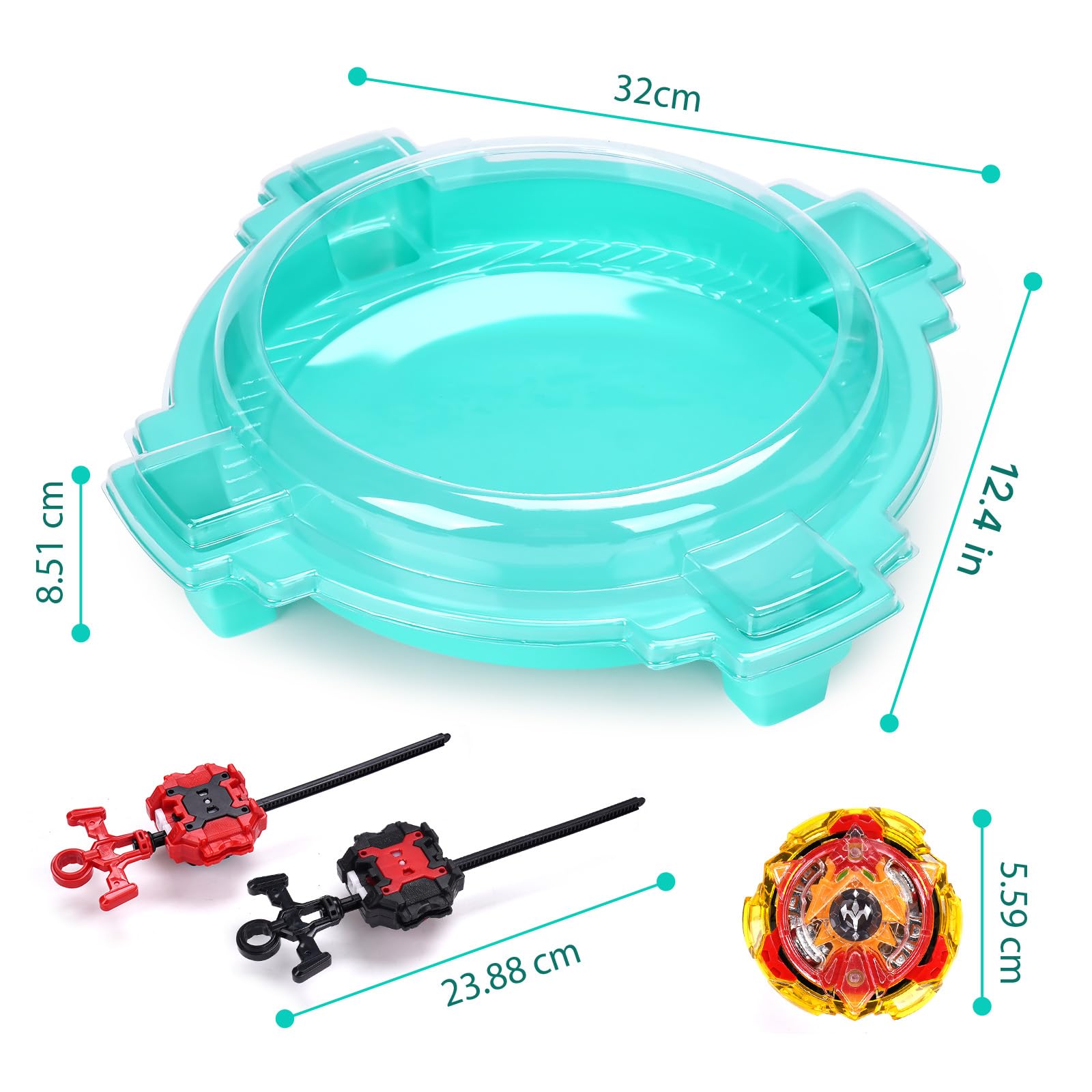 Conjunto de Juego de Top de Batalla, Juego Completo con Estadio, 6 Tops de Batalla y 2 Lanzadores, Juguetes para Niños y Niñas de 6 Años en Adelante (Exclusivo de Amazon) - Verde