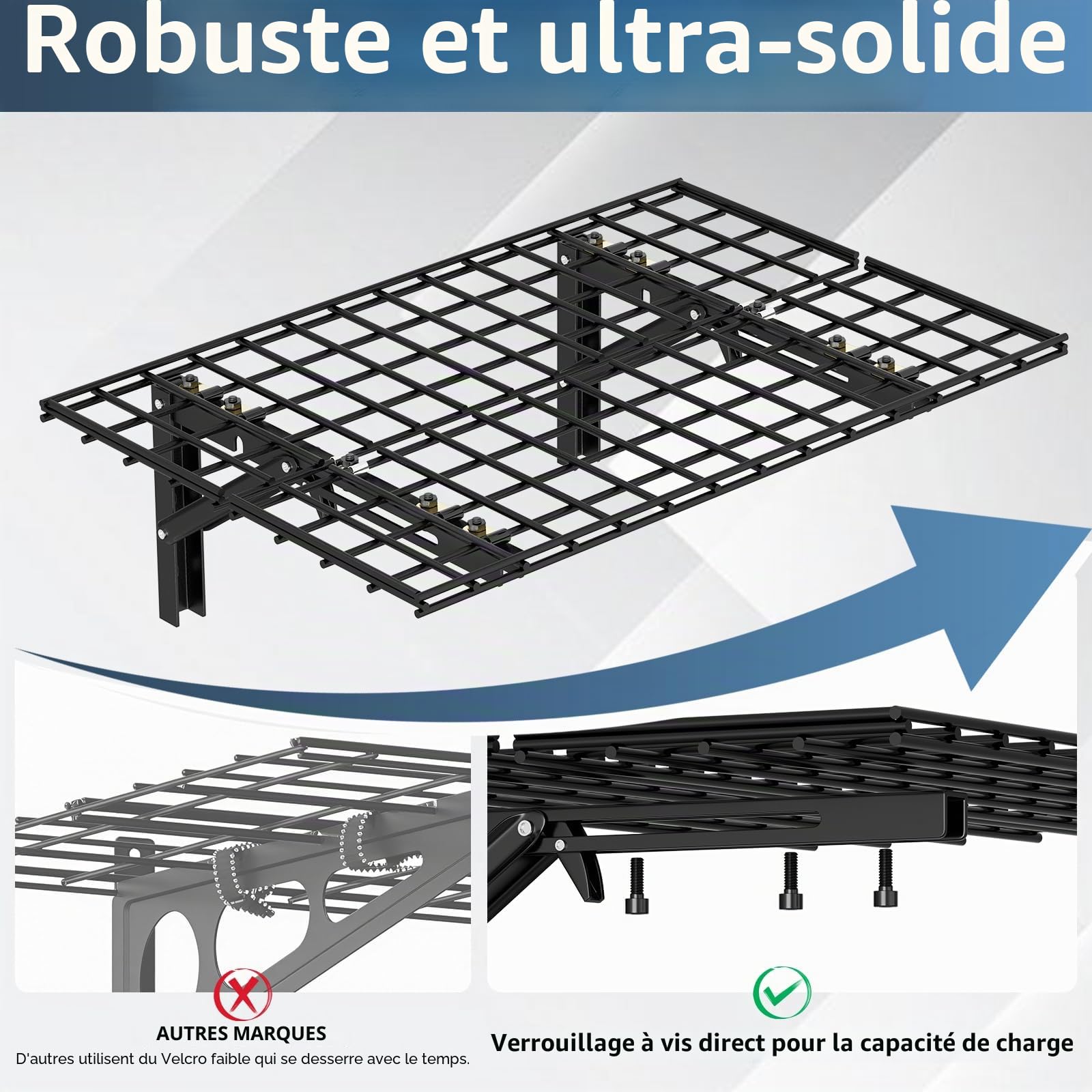 AIRAJ Étagère garage rangement pliable 91x60 cm, 2 pièces, étagère murale garage lourde 300 kg, métallique, pour garage, jardin, entrepôt – Noir, organisation du garage