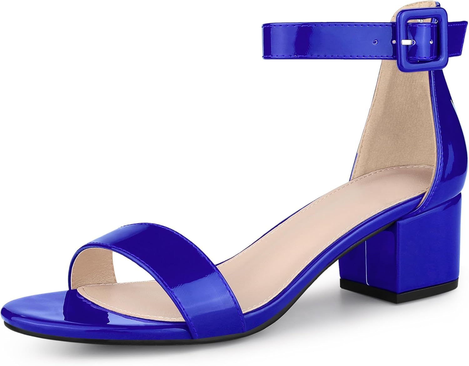 Allegra K Women's Open Toe Block Low Heels Ankle Strap Royal Blue Sandals 7.5 M US