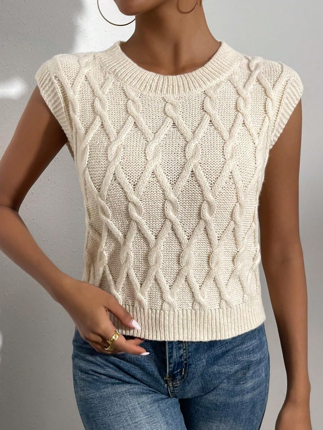 Women Fall Trendy Solid Knit Sweater Vest Sweater Vest Top