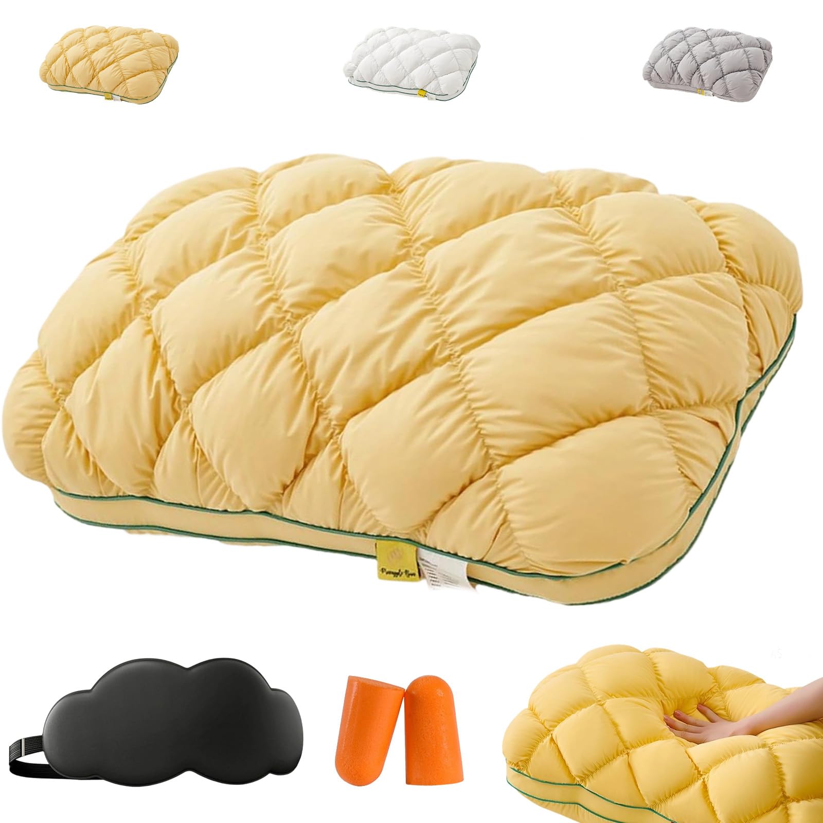 Mondpfote A Pineapple Pillow,Pineapple Cloud-Like Down Pillow,Super Support Pillows,Ergonomic Neck Support For Back Nd Side Sleepers,Breathable Machine Washable Cover,Fluffy Support Bed Pillows (,Medium)