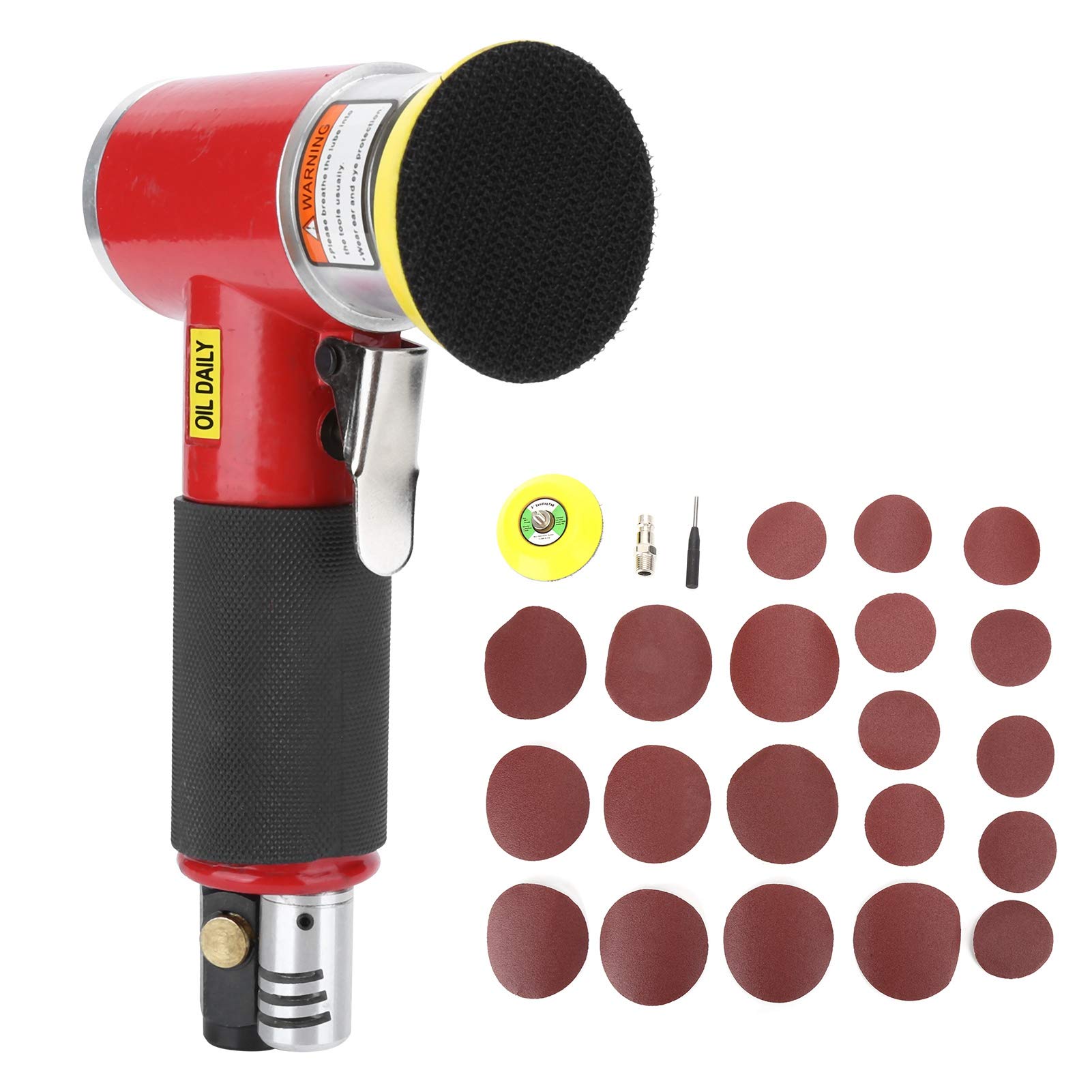 Mini lijadora neumática excéntrica, lijadora de aire con almohadilla de gancho y bucle, herramienta de pulido de 16000 RPM para carrocería de automóvil, carpintería y detalles de metal (2-3 pulgadas