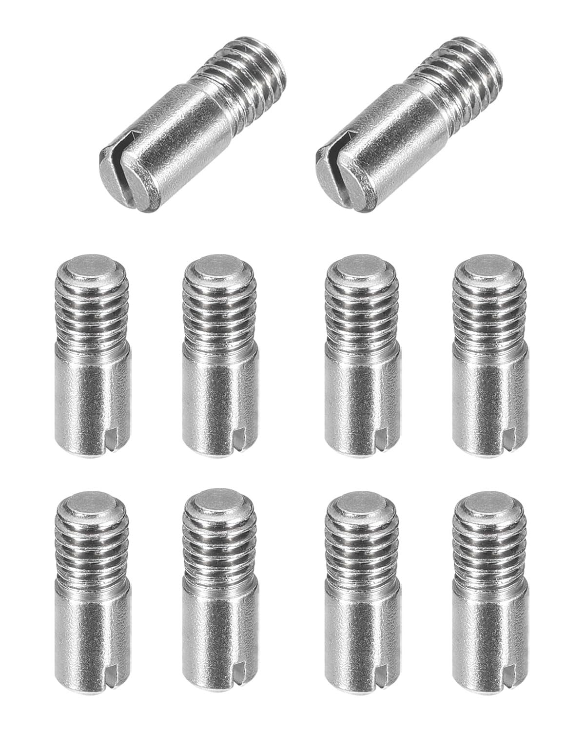 10 pezzi 304 M6 x 16 mm in acciaio inox con scanalatura maschio dritto perni filettati, filettati, per il posizionamento di mobili e armadi