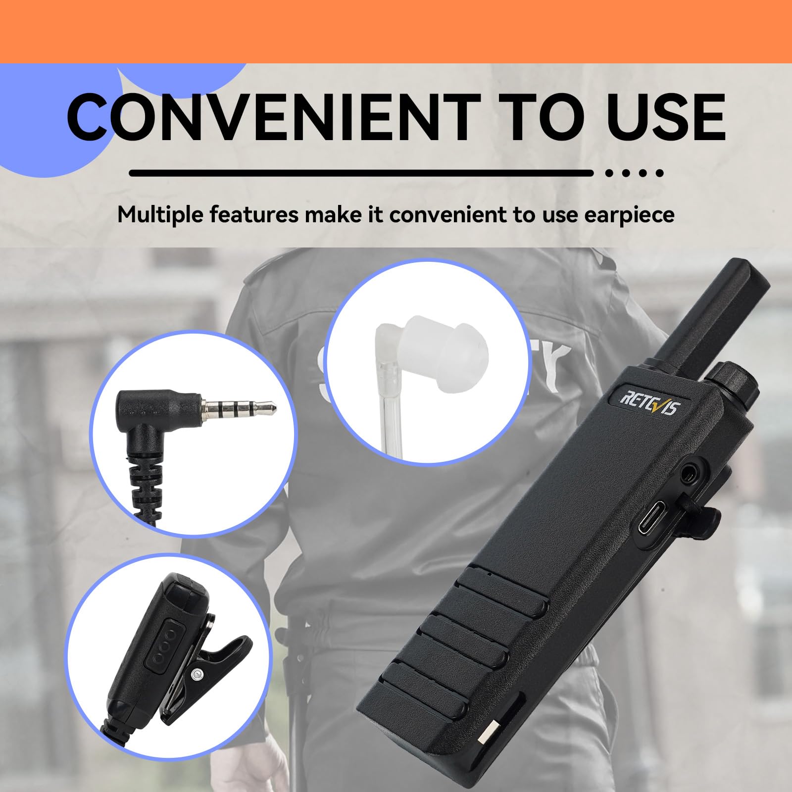 Retevis Talkie-Walkie RT622P, PMR 446 Talkie-Walkie Professionnel avec Écouteurs Rechargeables, 1620 mAh, VOX, 16 CTCSS DCS Talkie-Walkie Portable Léger pour Écoles, Hôtels (10 Pièces, Noir)