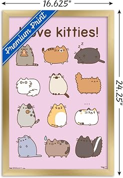Trends International Pusheen - Kitties Wall Poster, 14.725 x 22.375, Gold Framed Version