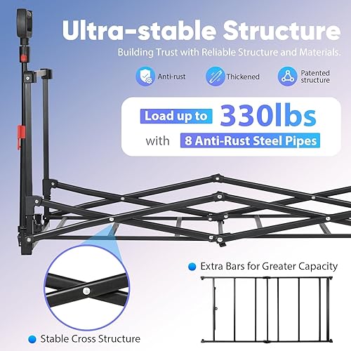 Miniatura 3 de Sekey - Carro plegable y colapsable con capacidad de peso de 150 kg, carrito de jardín plegable de uso intensivo con ruedas grandes para todas las