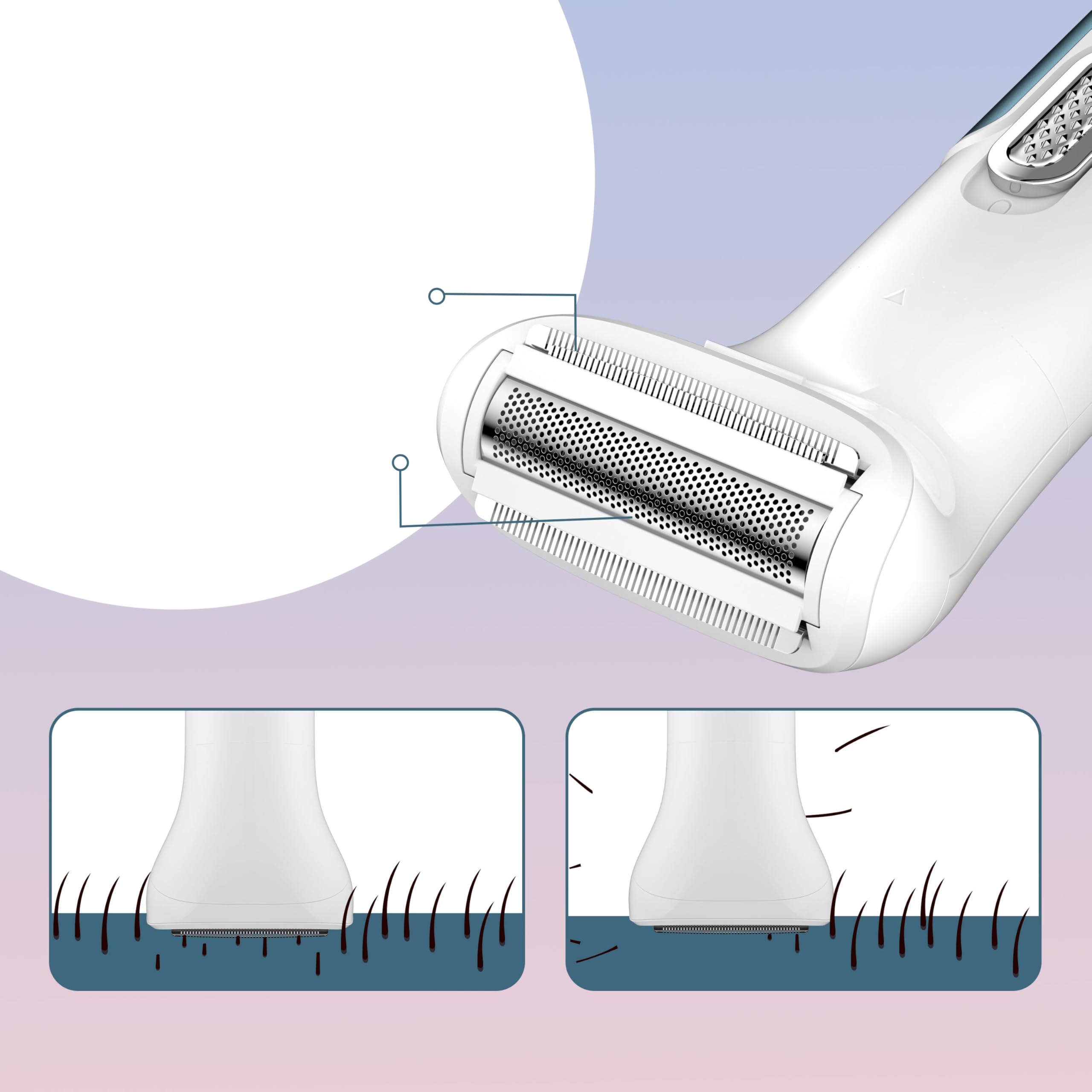 BarberBoss Elektrorasierer Damen, Wiederaufladbare 3-in-1 Schnurlose Haarentfernung, Damen-Trimmer für Gesicht, Körper & Bikini, Kompakter Groomer mit 3 Präzisionsköpfen, USB-Aufladung
