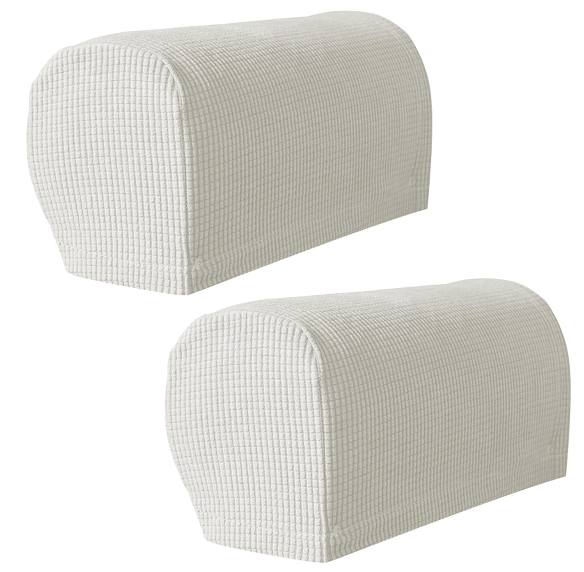 Hruile Armrest Stretch Chair Covers, Anti-Slip Armchair Couch Arm Rest Covers Sofa Armrest Cover Spandex Polyester Sofa Arm Caps Slipcovers Protector,Set of 2,White
