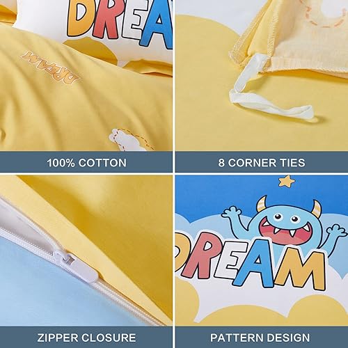 Miniatura 6 de SAPHREAS - Juego de funda de edredón de 4 piezas queen con sábana bajera 100 % algodón, con estampado para niños de planetas y astronautas. Edredón