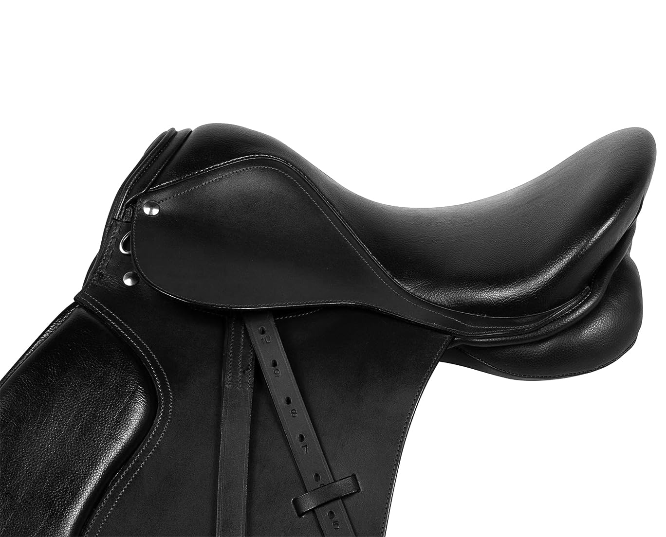 Sella per cavallo inglese in pelle per tutti gli usi, set di finimenti per cavalli da 12" a 18" (17" Seat)