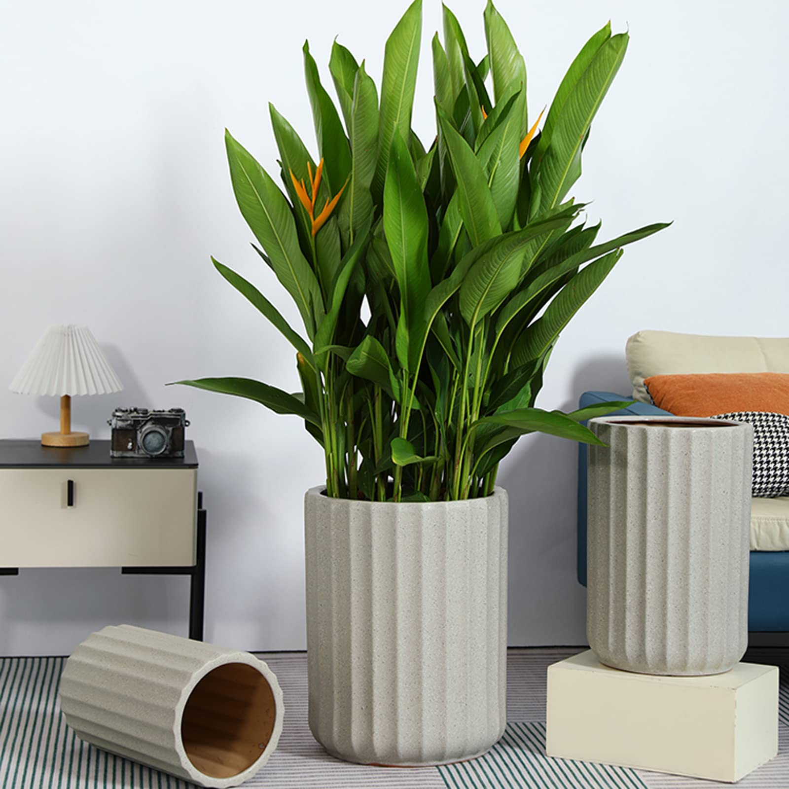 Vasi da Giardino Vasi per fioriere in Ceramica Geometrica, Vaso da Fiori Stile Puntini d'inchiostro con Foro di drenaggio per Piante grasse Serpente Orchidea Cactus
