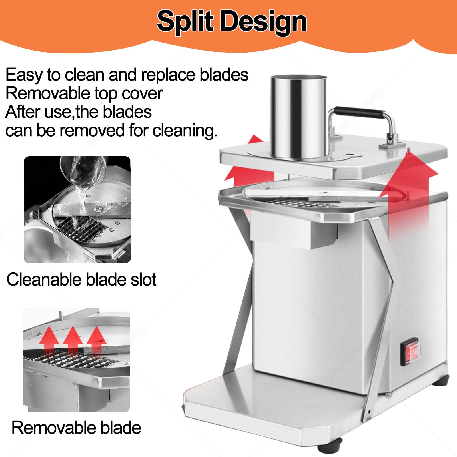 Dicer Commerciale Frutta Verdura,Macchina Acciaio Inossidabile Tagliatrice Cubetti,Affettatrice Automatica Cipolle,Calibro 7 Cm,per Carote,Cetrioli,Prosciutto,Patate 15mm