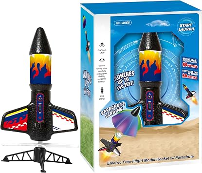 Children's Rocket, Ultra-high Motorized Air Rockets Launch, Safely Land With Parachute, Interactive Gameplay, STEM Education, 24cm/9.45 Inches, For Indoor, Outdoor